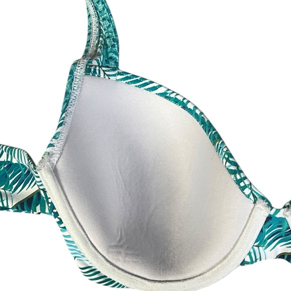 Tommy Bahama Bikini Top Swim 34D Teal White Halter Tropical Reversible Underwire - Picture 5 of 9